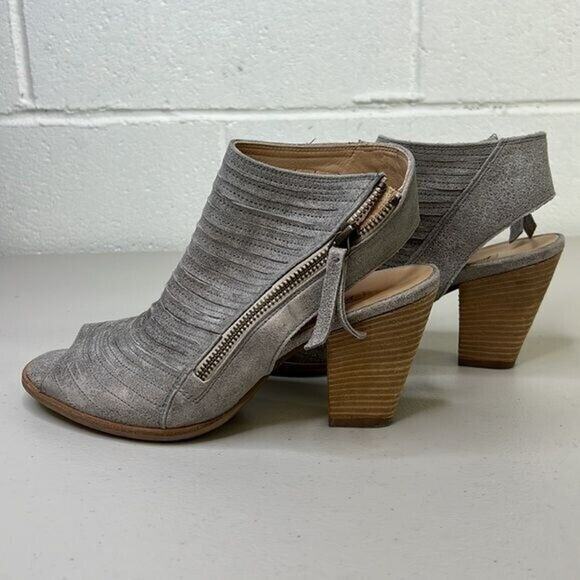 Paul Green Cayanne Peep Toe High Heel Booties Smoke Brush Metallic Sz6.5 boot - Picture 5 of 7